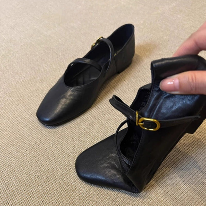 Damen Ballerina-Schuhe mit verstellbarem Riemchen und bequemem Fußbett Drune