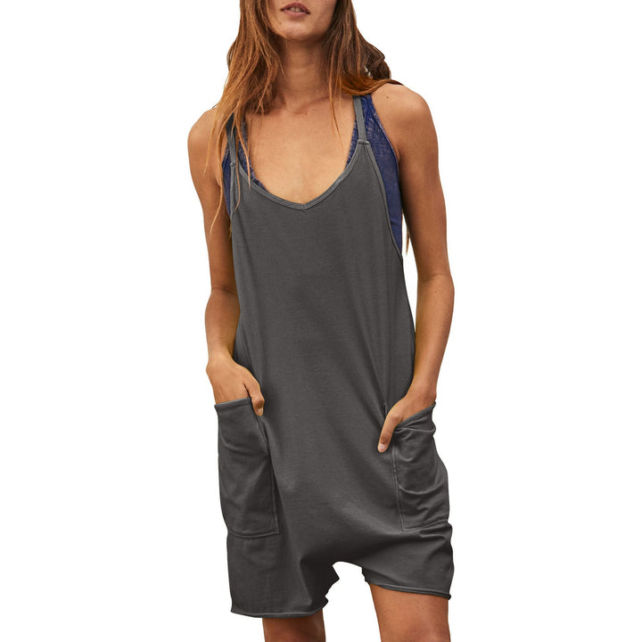 Damen komfortabler Overall mit tiefem Ausschnitt und praktischen Taschen Drune