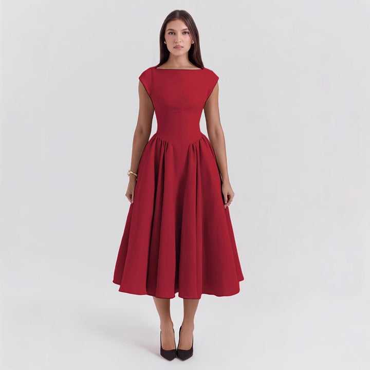 Damen Midi-Kleid mit elegantem A-Linien Schnitt und schickem Quadrat-Ausschnitt Drune