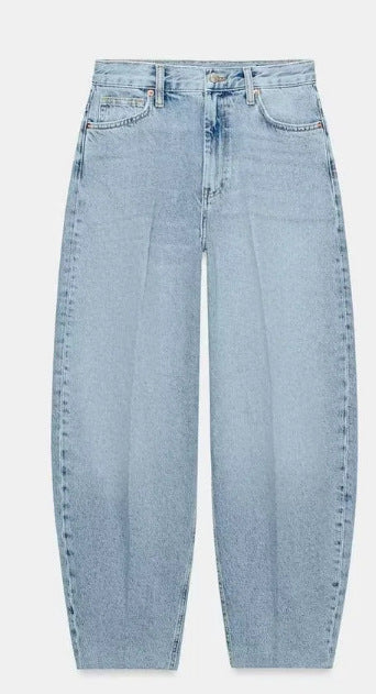 Damen Hochtaillierte Baggy-Jeans mit weitem Bein und klassischer Taschenlösung Drune