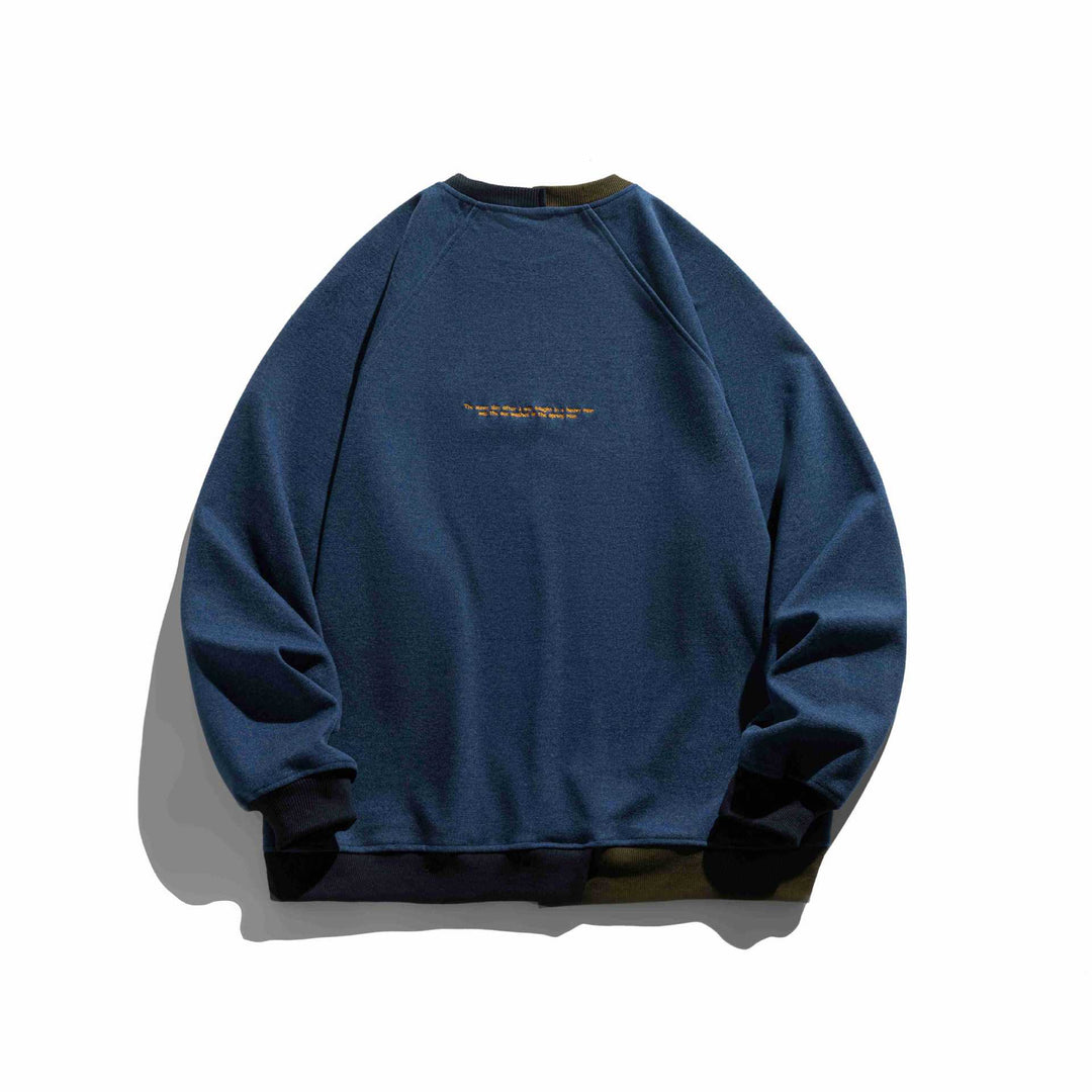 Herren Komfortabler Baumwoll-Sweatshirt mit Kontrastbündchen und Sticklogo Drune