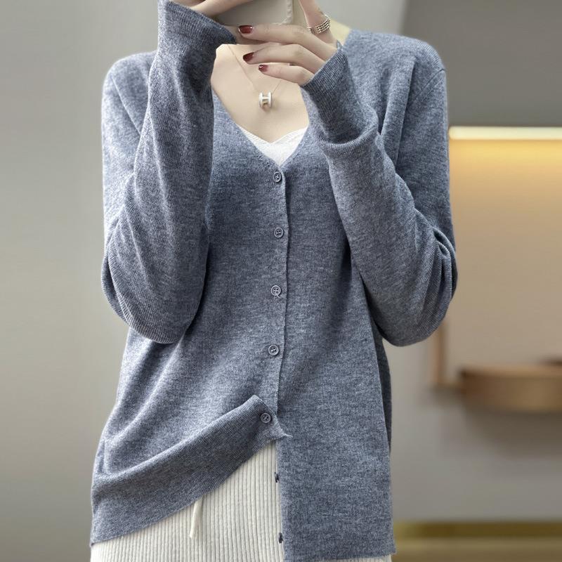 Damen Leichter V‑Ausschnitt‑Cardigan mit kastiger Silhouette und Kaschmir‑Optik Drune