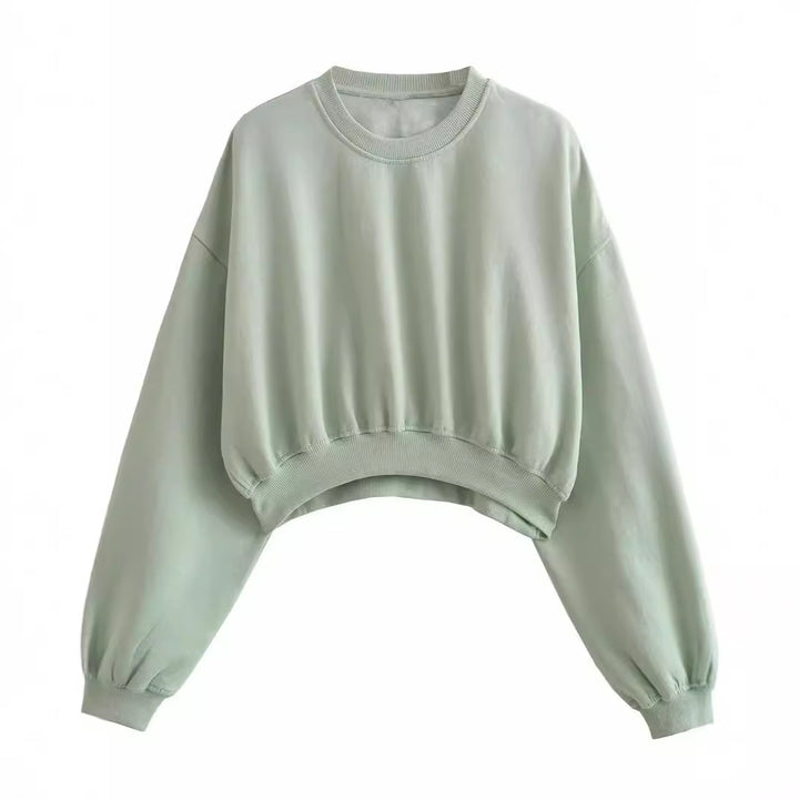 Damen Kurzes Oversize‑Sweatshirt mit gerafftem Saum und Ballonärmeln Drune