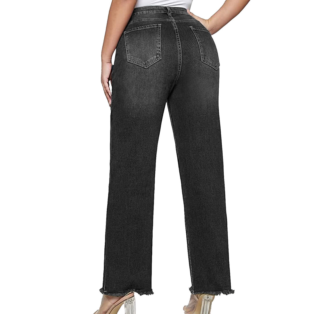 Damen nan weite knöchellange Jeans mit hohem Bund und rohem Saum Drune