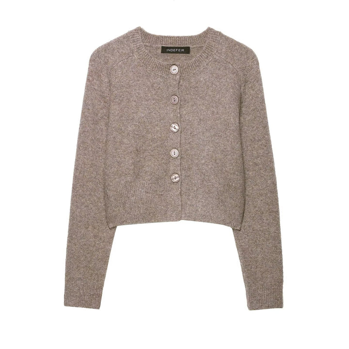 Damen cropped Strickjacke mit Knopfverschluss Drune