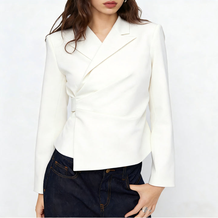 Damen Taillierter Wickel-Blazer mit drapierter Peplum-Silhouette Drune