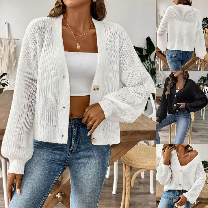 Damen lässige Strickjacke mit eleganter Knopfleiste und weitem Schnitt Drune