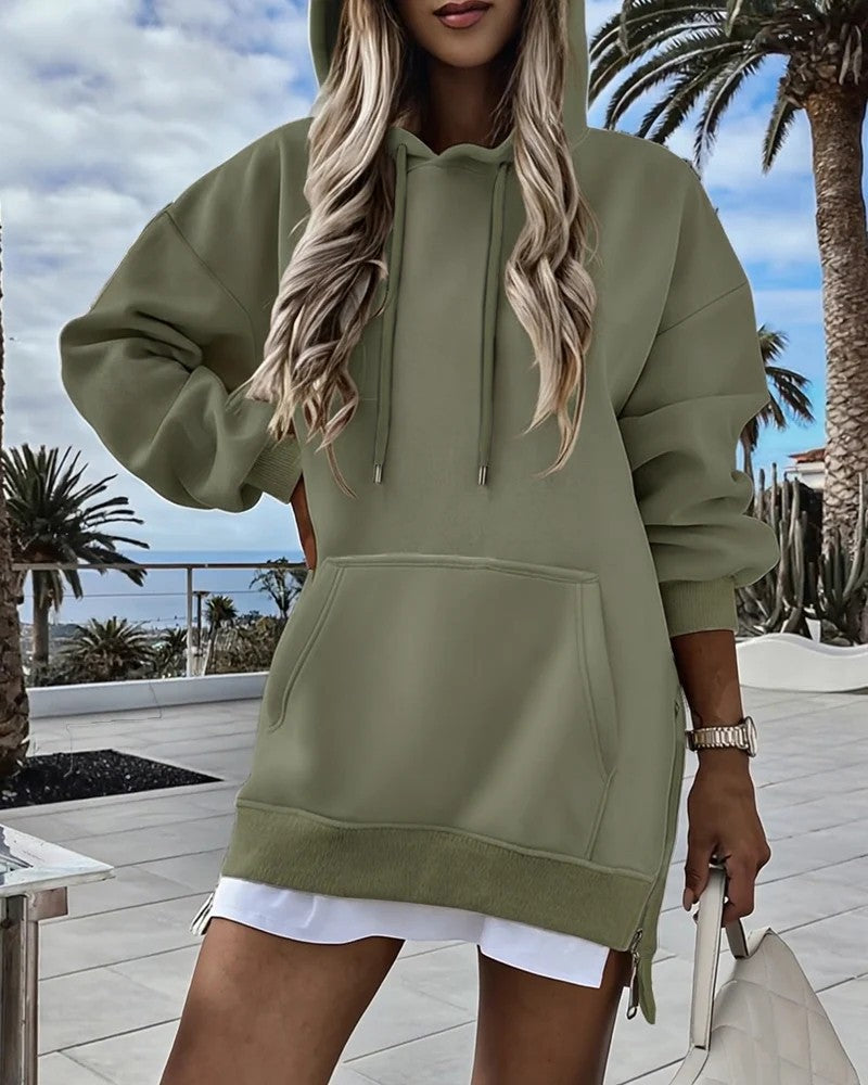 Damen Lässiger Hoodie mit seitlichem Reißverschluss Drune