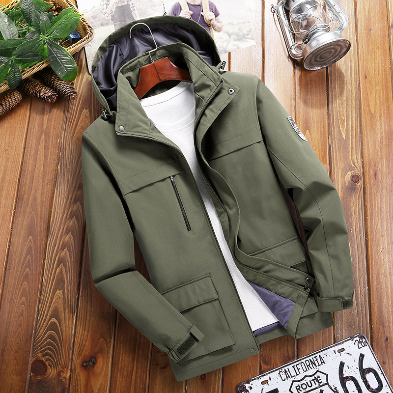 Herren Trendige Outdoor-Jacke mit abnehmbarer Kapuze Drune