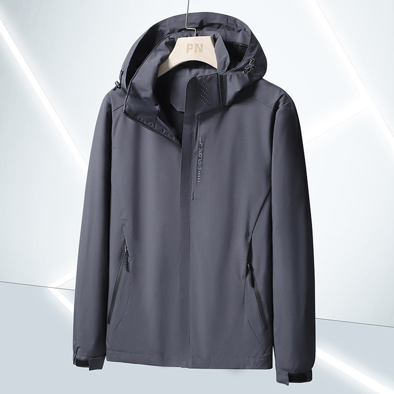 Herren Leichte Softshell-Funktionsjacke mit atmungsaktivem Meshfutter und verstellbarer Kapuze Drune