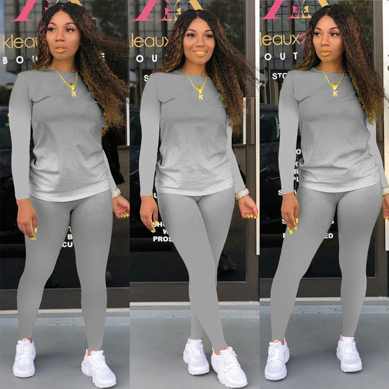 Damen Zweiteiliges Stretch-Set mit Langarmshirt und High-Waist-Leggings Drune