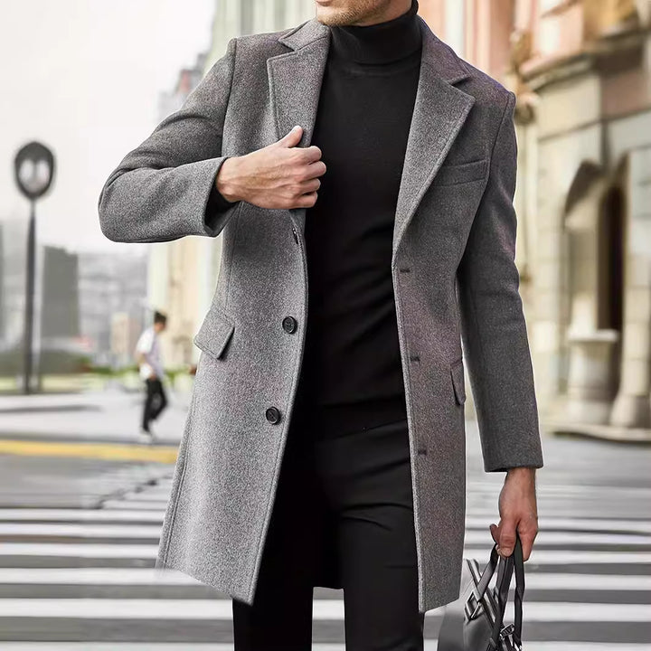 Herren eleganter Wintermantel mit klassischem Revers Drune