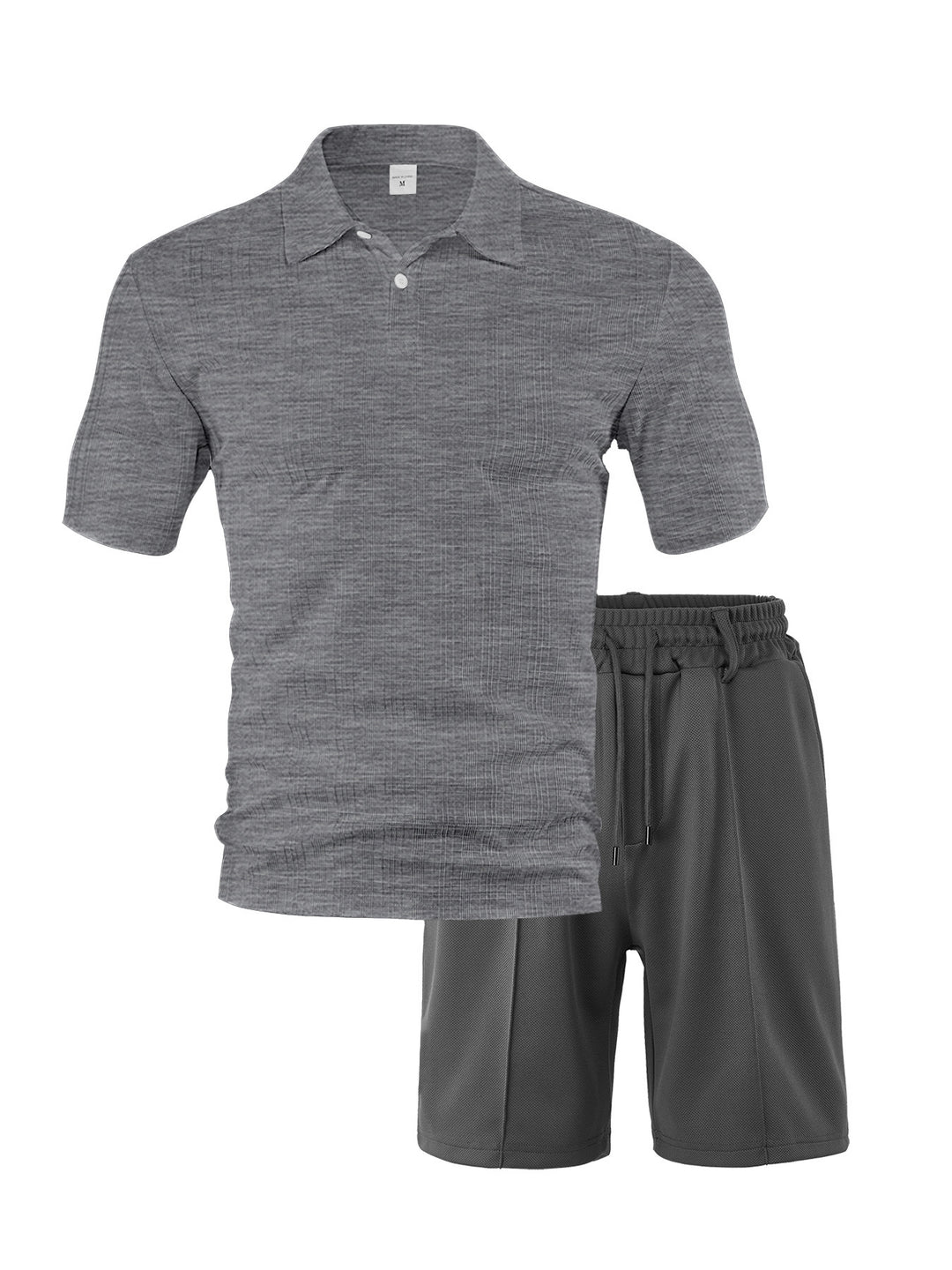 Herren nan zweiteiliges Sommer-Reise-Set mit texturiertem Kurzarm-Poloshirt und funktionalen Mesh-Shorts Drune