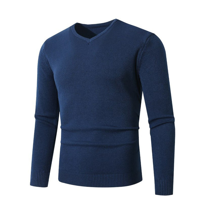 Herren Schmal geschnittener Feinstrick‑V‑Neck-Pullover mit Rippbund und atmungsaktiver Baumwollmischung Drune