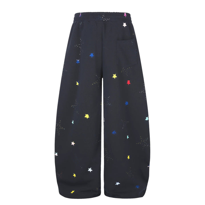 Damen Extraweite Palazzo-Capri-Sweathose mit Sternen-Print, Komfortbund und verstellbarem Saum Drune