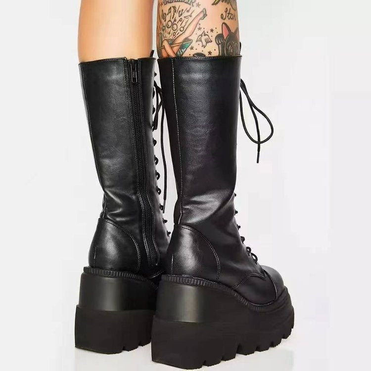 Damen Schnürstiefel im Urban-Style mit stabiler Sohle Drune