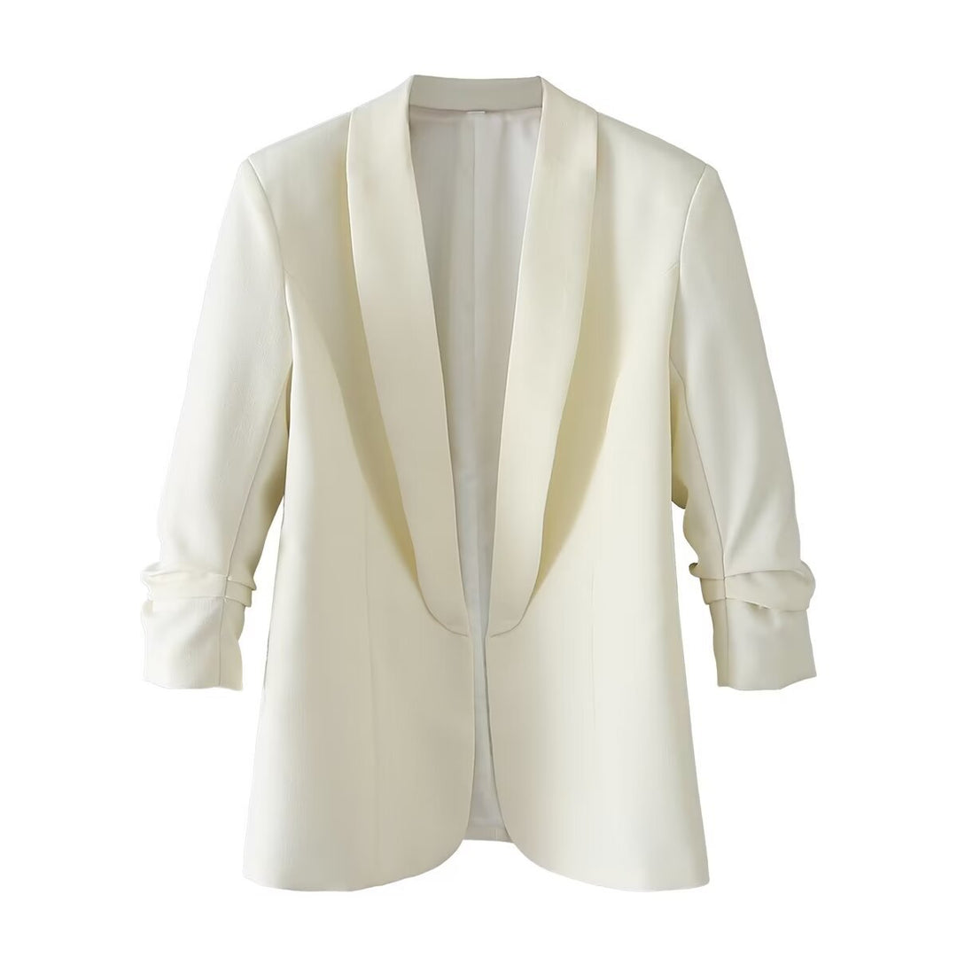 Damen nan langer unstrukturierter Blazer mit Schalkragen und krempelbaren Ärmeln Drune