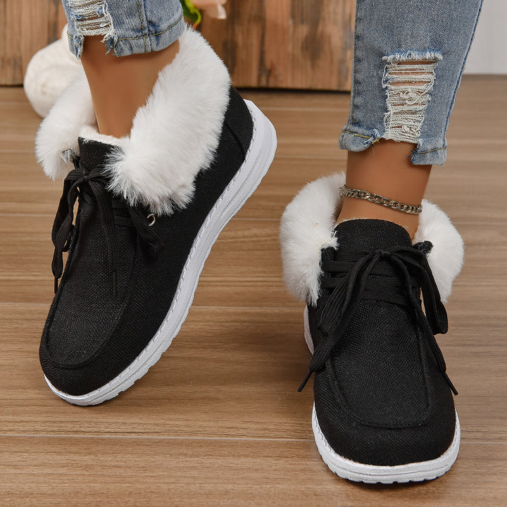 Damen Komfortable Sneaker mit Plüschkragen und rutschfester Sohle Drune