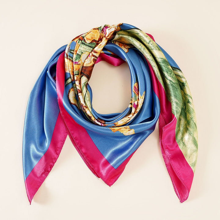Damen Seidenschal mit kunstvollem floralem Design und luxuriösem Glanz Drune