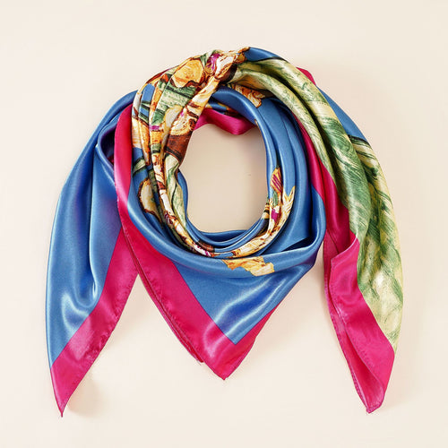 Damen Seidenschal mit kunstvollem floralem Design und luxuriösem Glanz Drune
