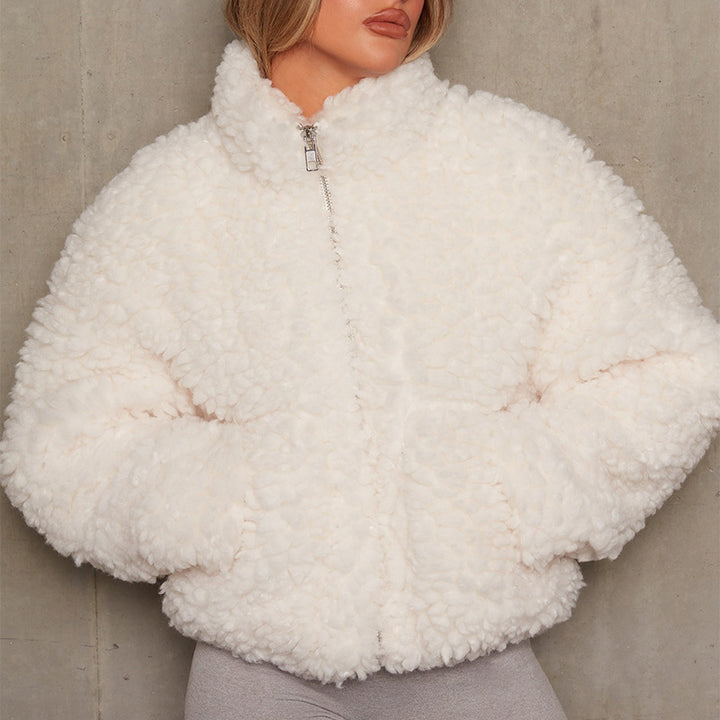 Damen warme Fleece-Jacke mit hoher Kragen und Reißverschluss Drune
