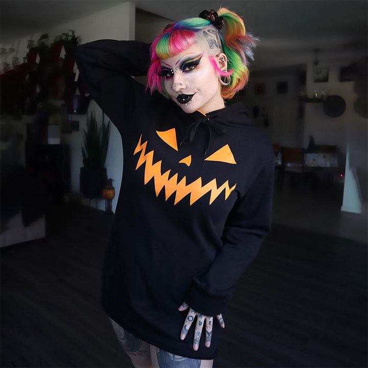 Damen Kapuzenkleid mit Halloween-Motiv Drune