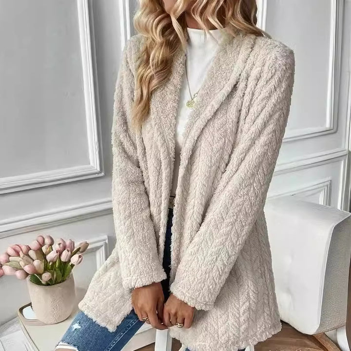 Damen Elegante und lässige Plüsch-Jacke mit strukturiertem Design Drune