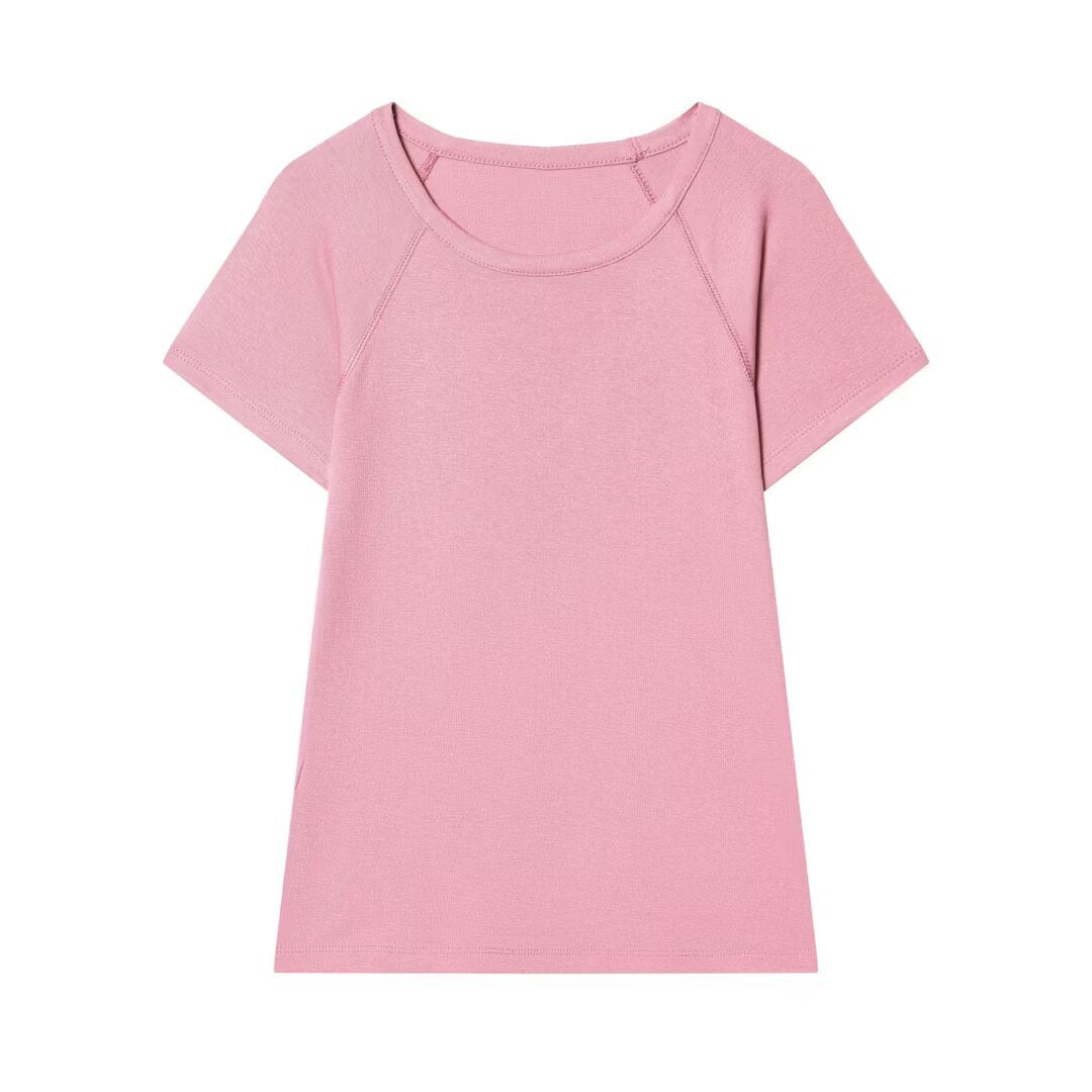 Damen Casual T-Shirt mit rundem Halsausschnitt und bequemen Raglanärmeln Drune