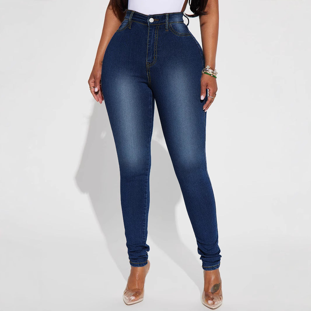 Damen High-Waist Skinny-Jeans mit formendem Stretch und schmalem Bein Drune