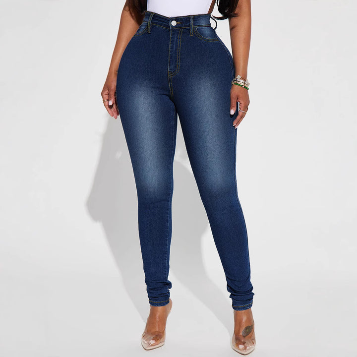Damen High-Waist Skinny-Jeans mit formendem Stretch und schmalem Bein Drune