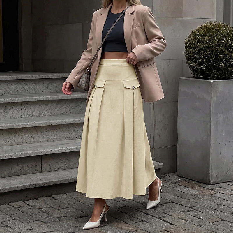 Damen Eleganter Plisseerock mit Gürteldetails Drune