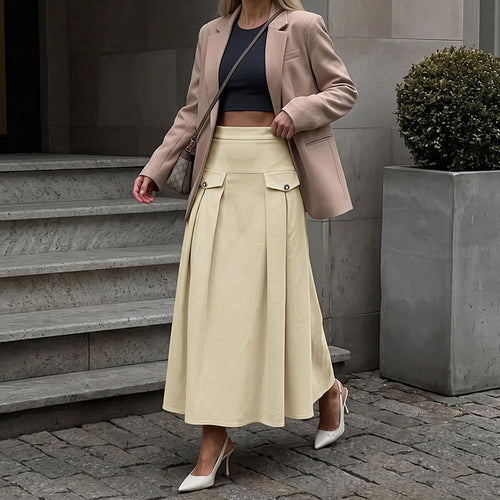 Damen Eleganter Plisseerock mit Gürteldetails Drune