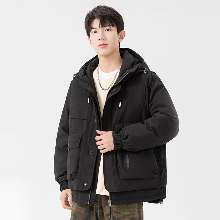 Herren wattierte Kapuzen-Fieldjacke mit Multifunktionstaschen Drune