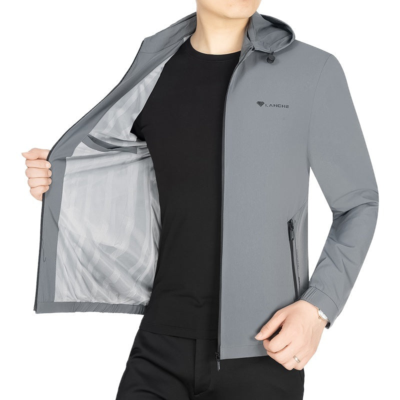 Herren Leichte Softshell-Funktionsjacke mit Kapuze wasserabweisend atmungsaktiv Drune