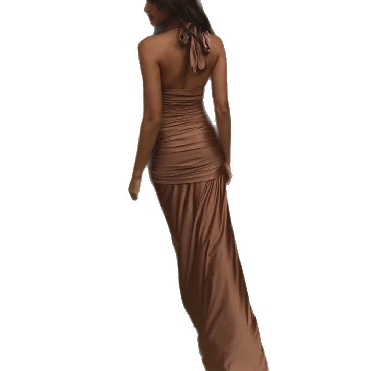 Damen Elegantes Wickelkleid mit tiefem V-Ausschnitt und figurformender Raffung Drune