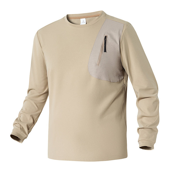 Unisex Oversize Langarm‑Sweatshirt mit Brustreißverschlusstasche und Rundhalsausschnitt Drune