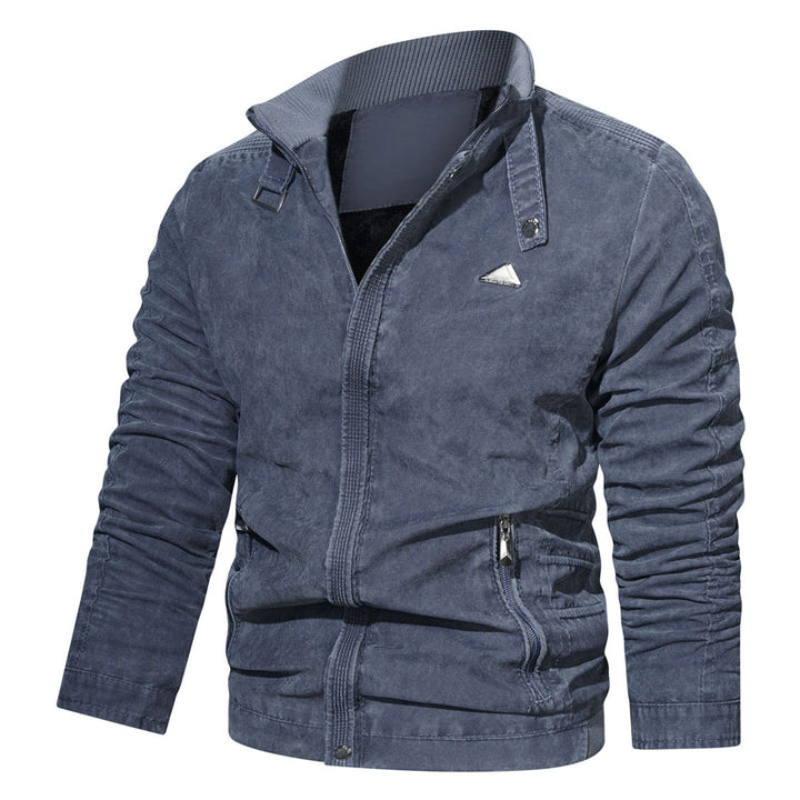Herren Leichter Baumwollmix-Zipblouson mit Stehkragen und Reißverschlusstaschen Drune