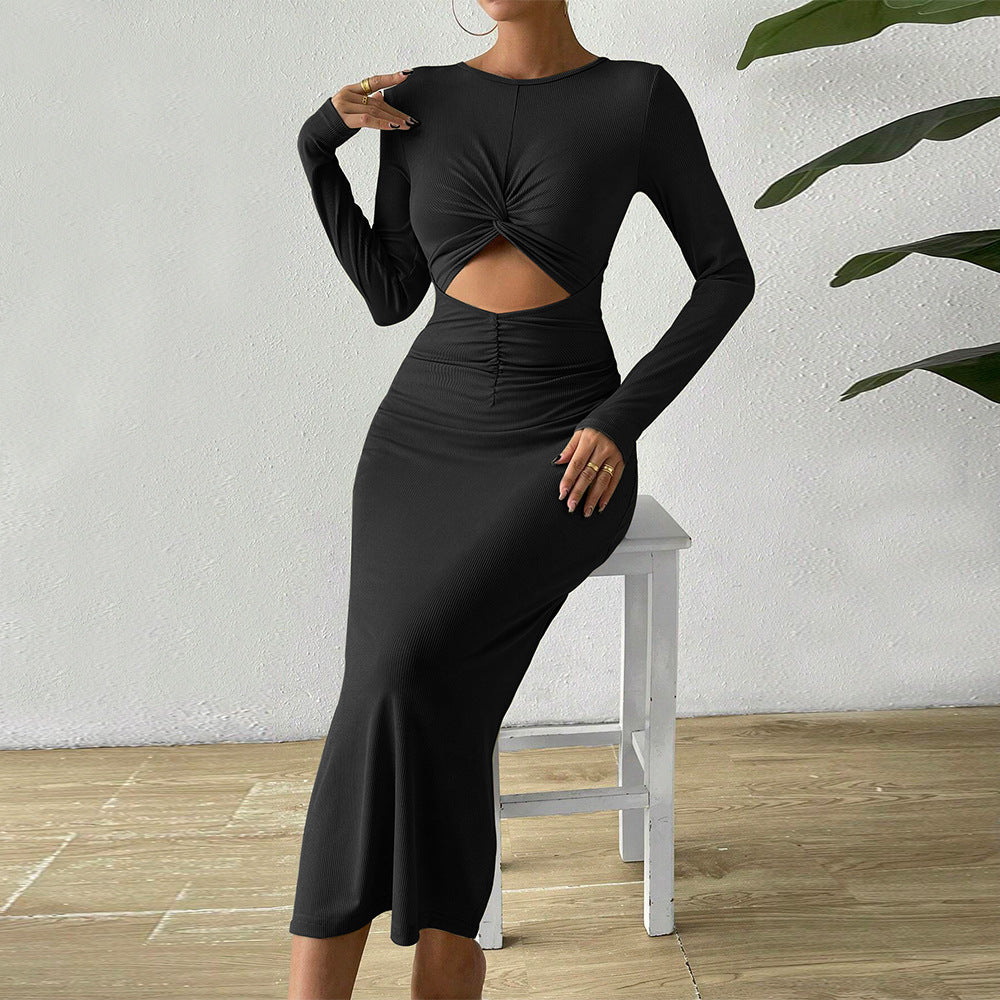 Damen Midikleid mit raffinierten Rüschendetails und sexy Cut-Outs Drune