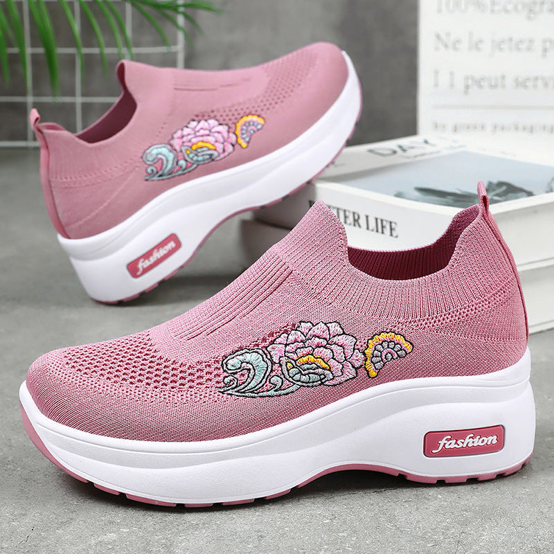 Damen Sportliche Stretch-Sneaker mit floraler Applikation und dämpfender Sohle Drune