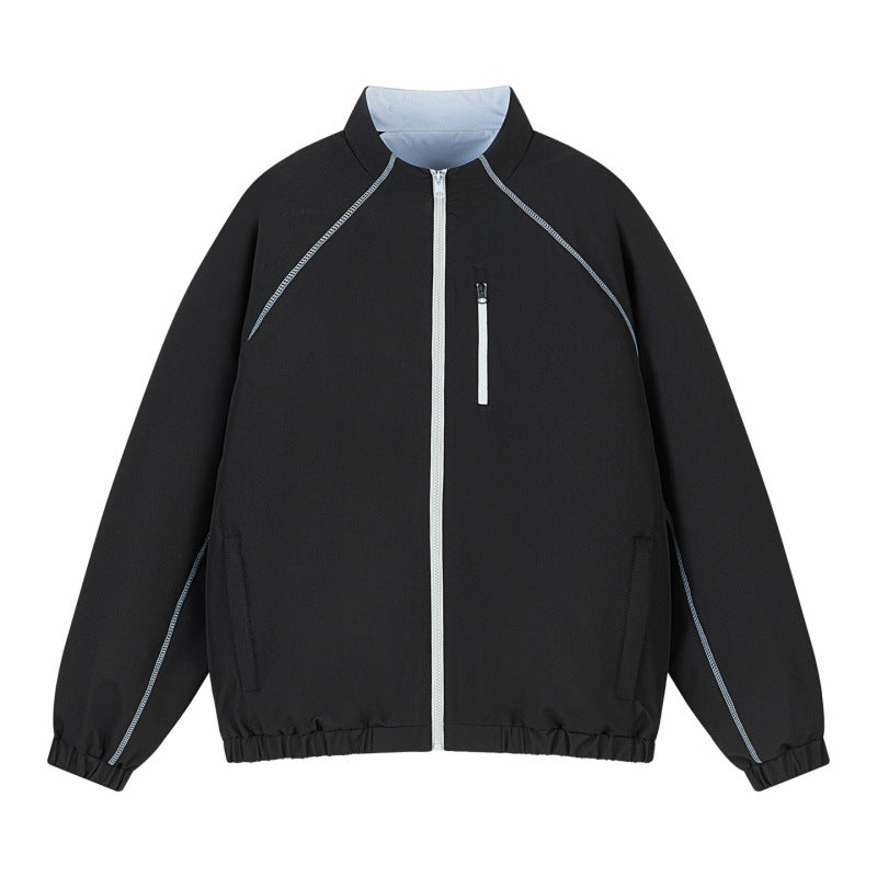 Unisex Leichte Übergangsjacke mit Raglanärmeln, durchgehendem Reißverschluss, Brusttasche und elastischem Saum Drune