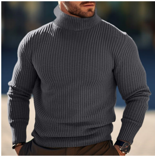Herren nan gerippter Rollkragenpullover schmal geschnitten aus Feinstrick mit Stretch und thermoregulierender Wollmischung Drune
