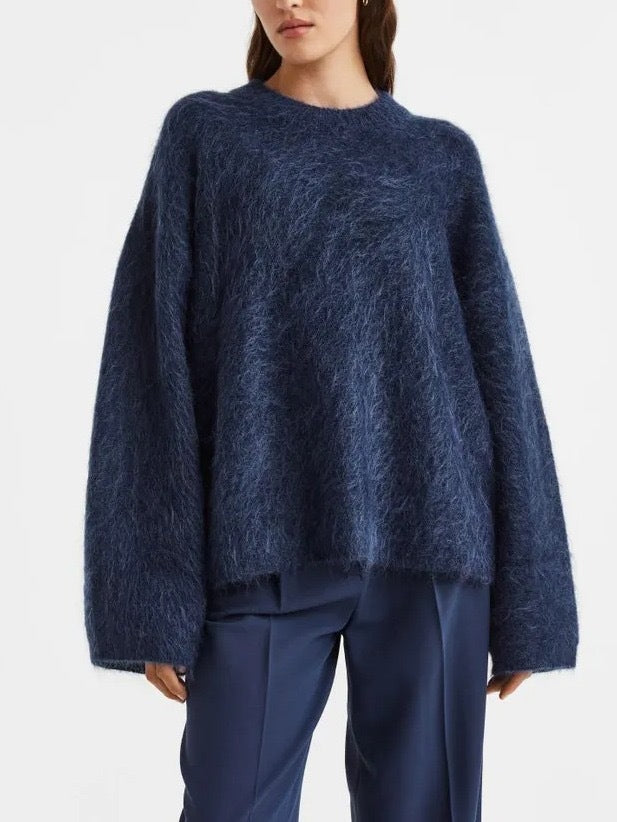 Damen oversized Kuschelpullover mit hohem Kragen aus Mohair Drune