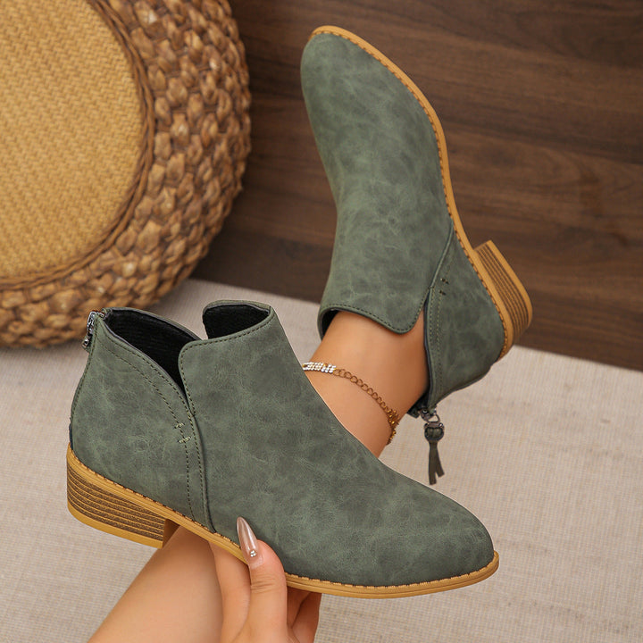 Damen modische Ankle Boots mit seitlichem Reißverschluss und geschmackvollem Design Drune