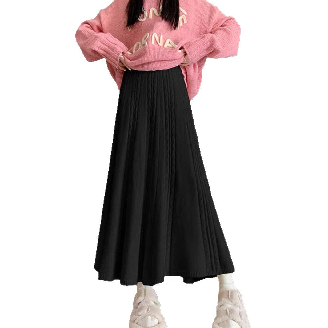 Damen Langer Strickrock mit feinem Rippmuster Drune
