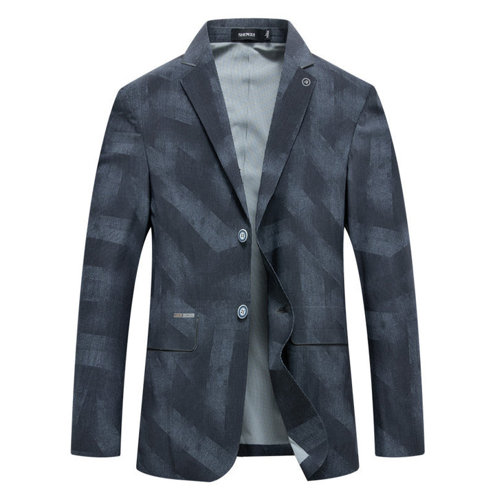 Herren Slim-Fit Einreihiges Sakko mit dezentem Jacquard-Logoallover und ungefütterter Konstruktion Drune