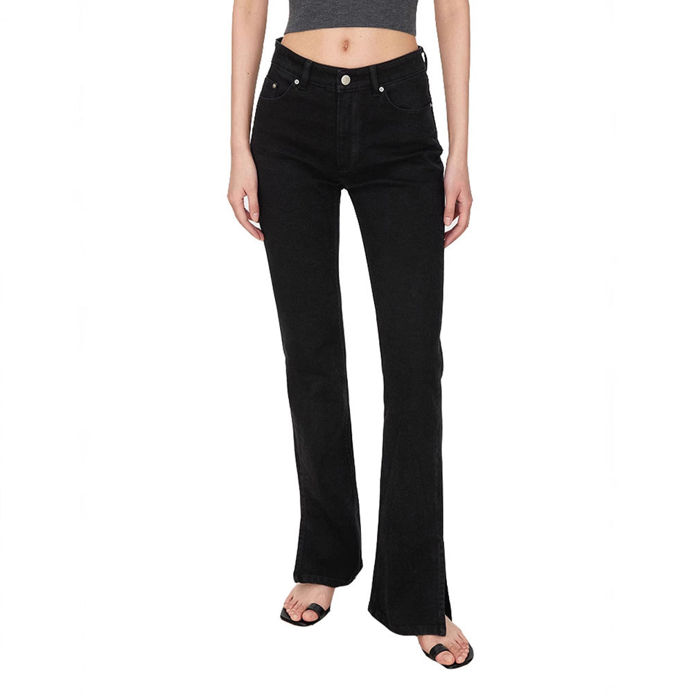 Damen Bootcut-Jeans im Vintage-Stil mit hohem Bund Drune