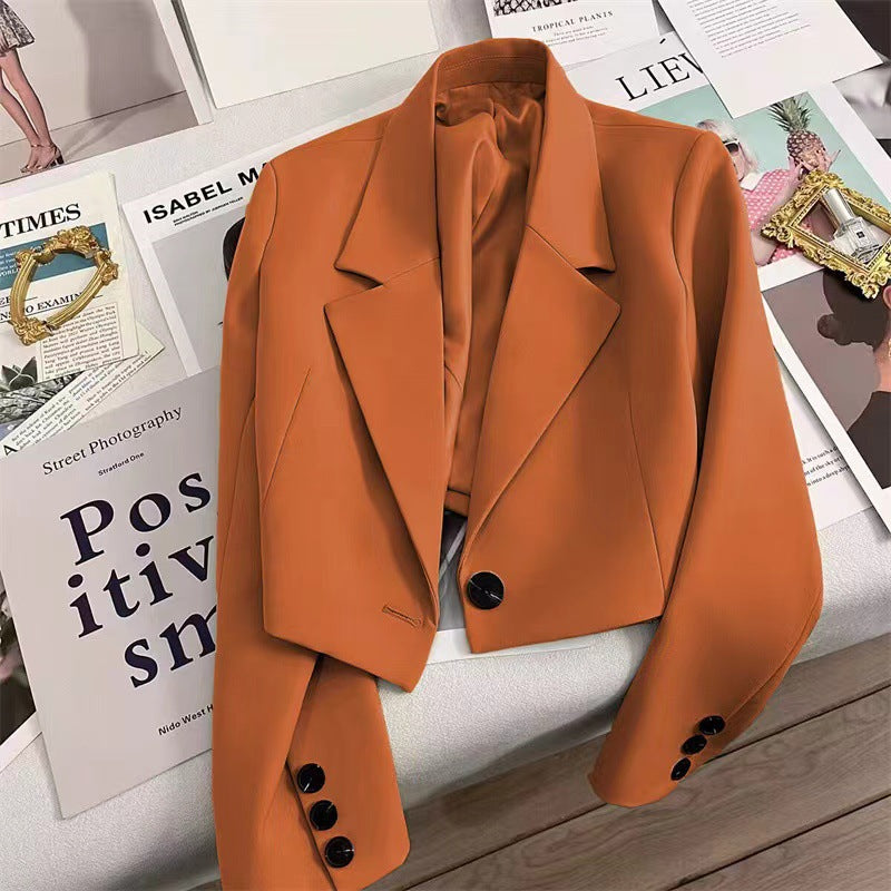 Damen nan kurzer taillierter Blazer mit markantem Revers und Ein-Knopf-Verschluss Drune