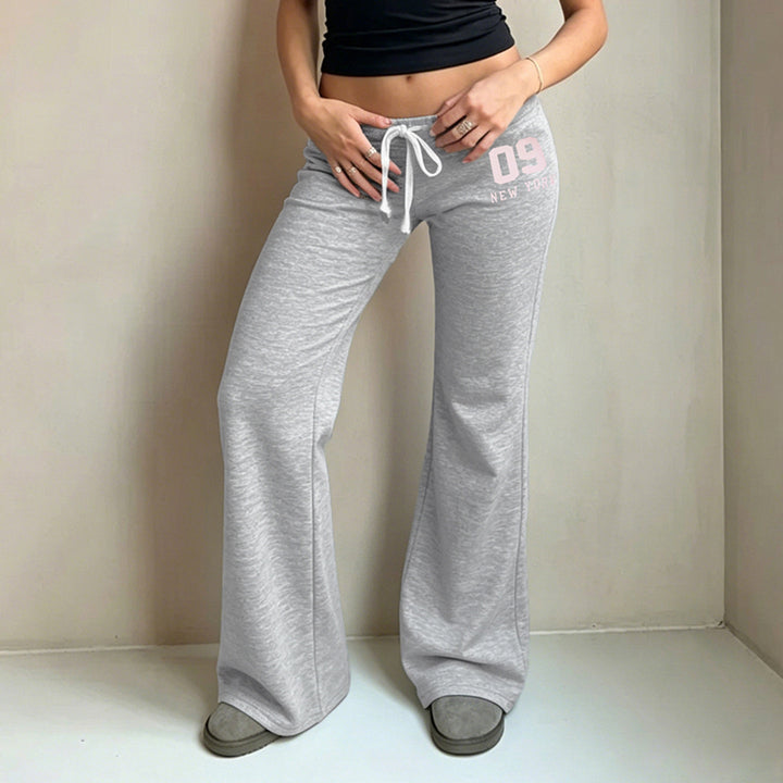 Damen Hochgeschnittene Sweat-Schlaghose mit Kordelbund und ausgestelltem Glockenbein Drune