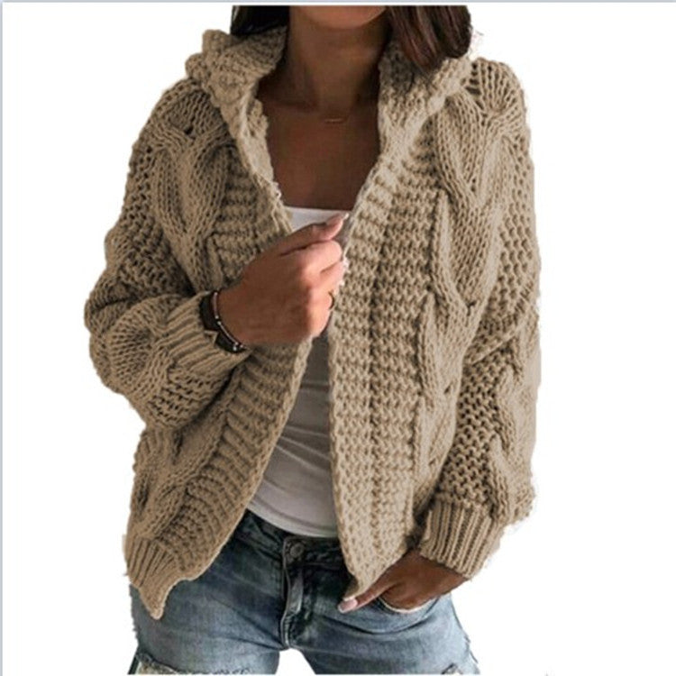 Damen Grobstrickcardigan mit offenem Kragen und voluminösen Ärmeln Drune
