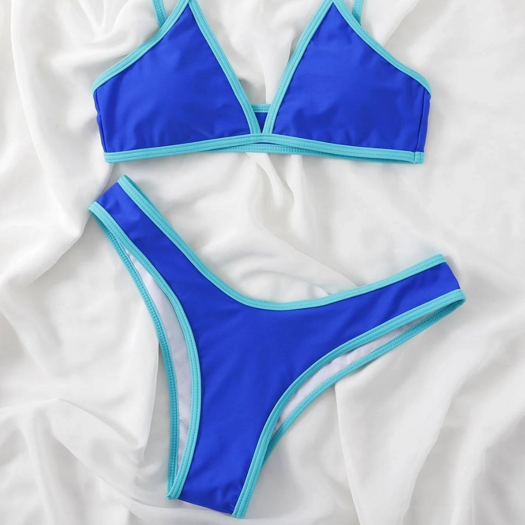 Damen Triangel-Bikini mit kontrastierenden Details Drune